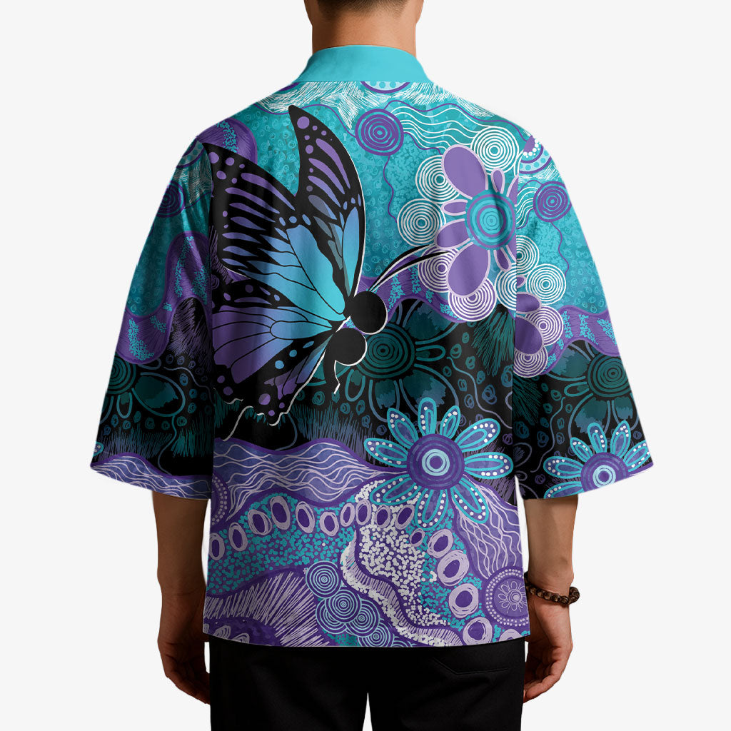 Australia Indigenous Teal Purple Contemporary Aboriginal Art Kimono Hope Is Real