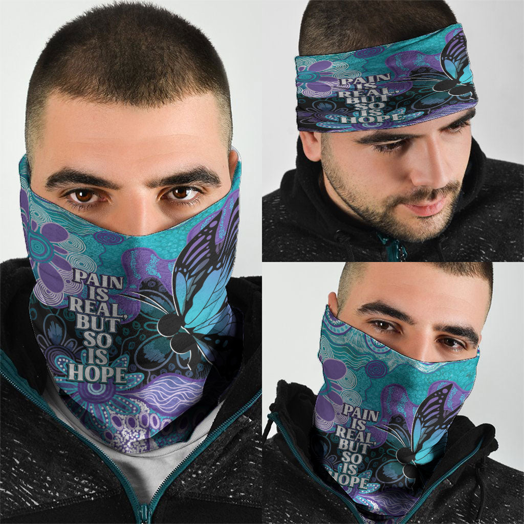 Australia Indigenous Teal Purple Contemporary Aboriginal Art Neck Gaiter Hope Is Real