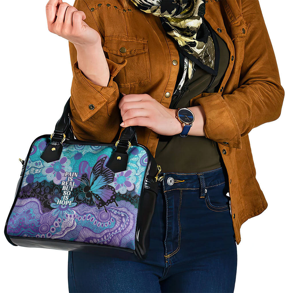 Australia Indigenous Teal Purple Contemporary Aboriginal Art Shoulder Handbag Hope Is Real