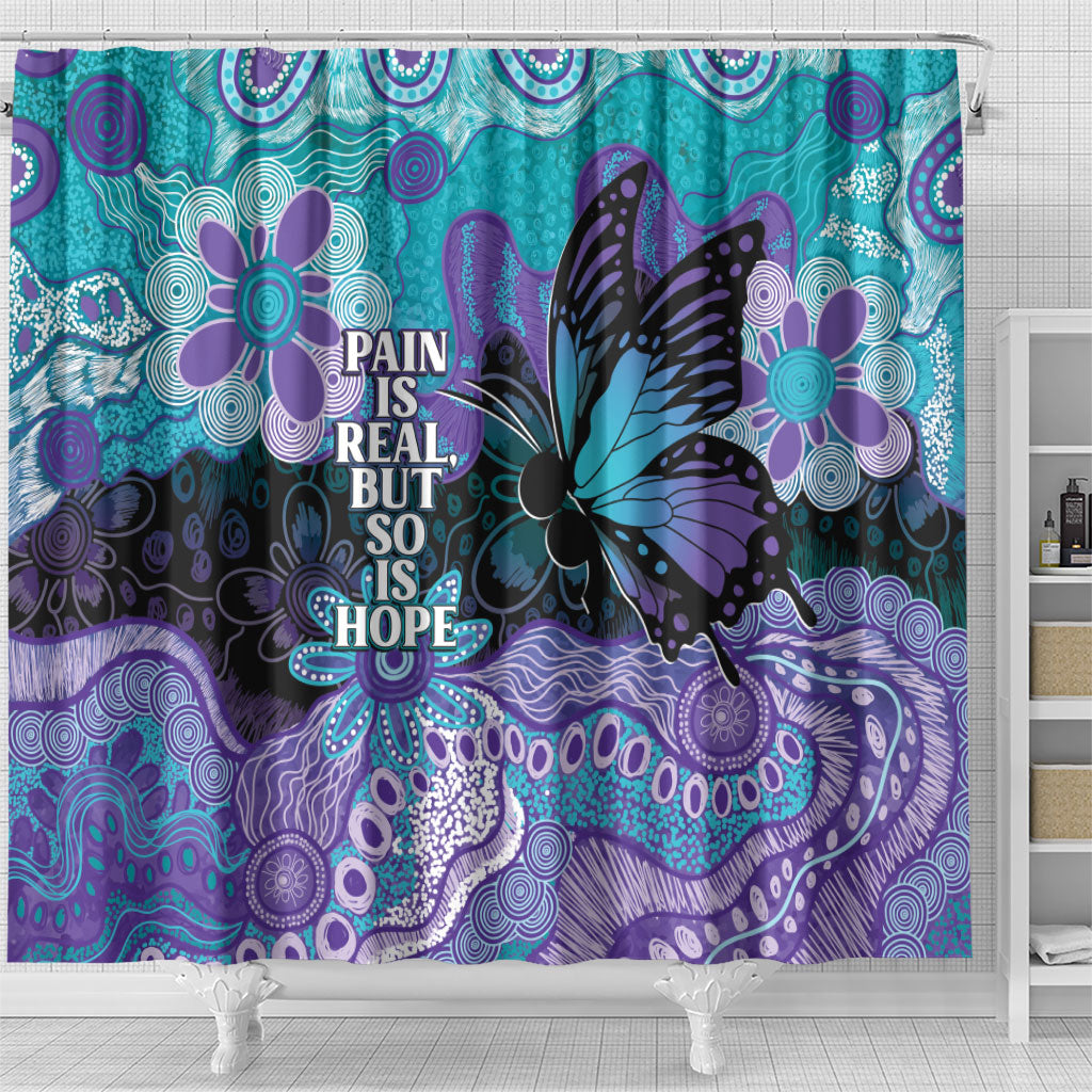 Australia Indigenous Teal Purple Contemporary Aboriginal Art Shower Curtain Hope Is Real