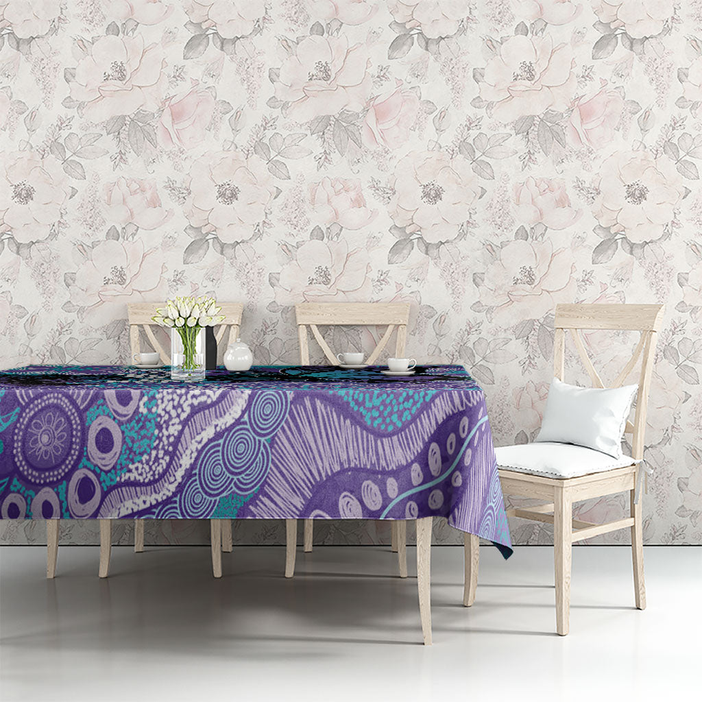 Australia Indigenous Teal Purple Contemporary Aboriginal Art Tablecloth Hope Is Real