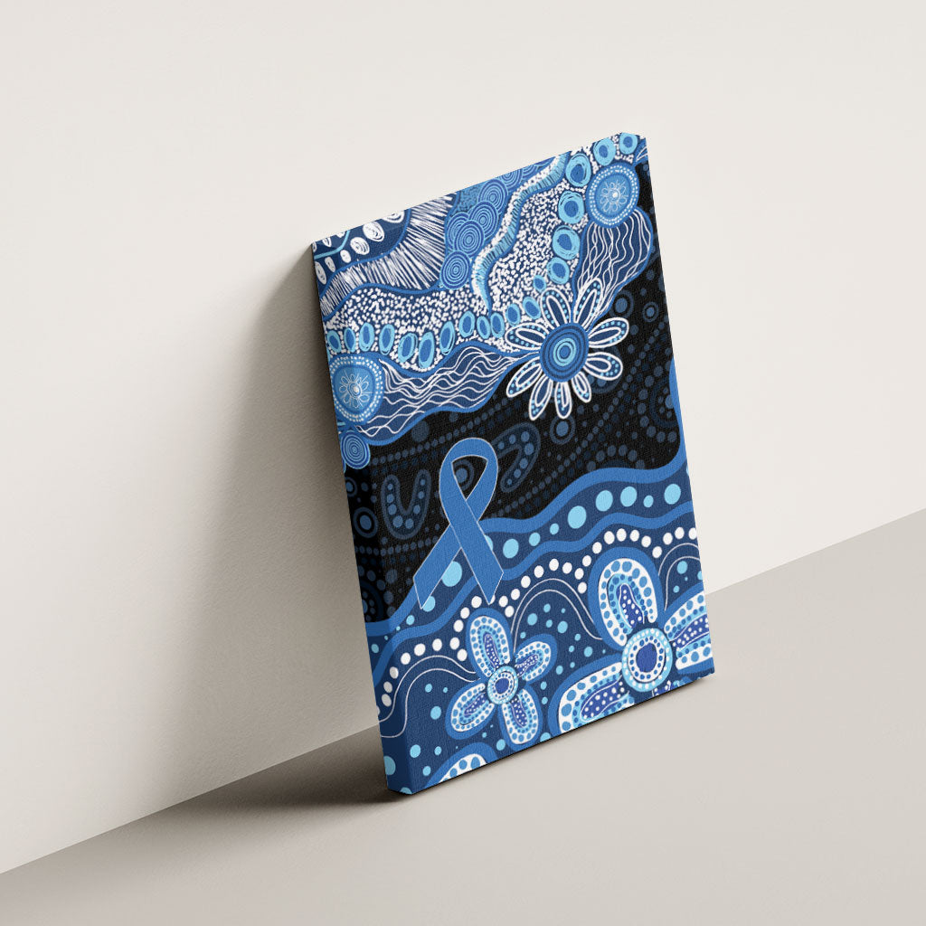 Prostate Cancer Month Aussie Indigenous Canvas Wall Art Blue Ribbon Aboriginal Arts