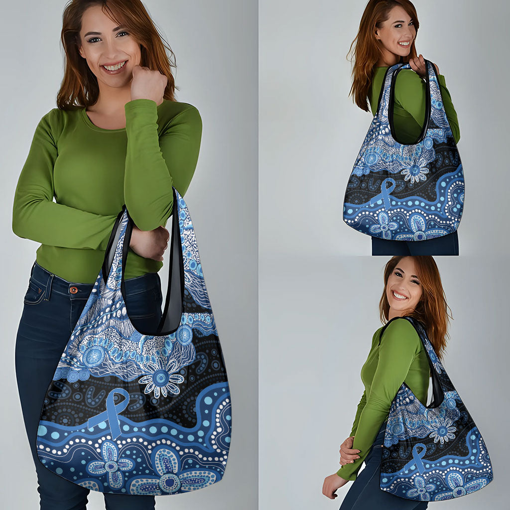 Prostate Cancer Month Aussie Indigenous Grocery Bag Blue Ribbon Aboriginal Arts