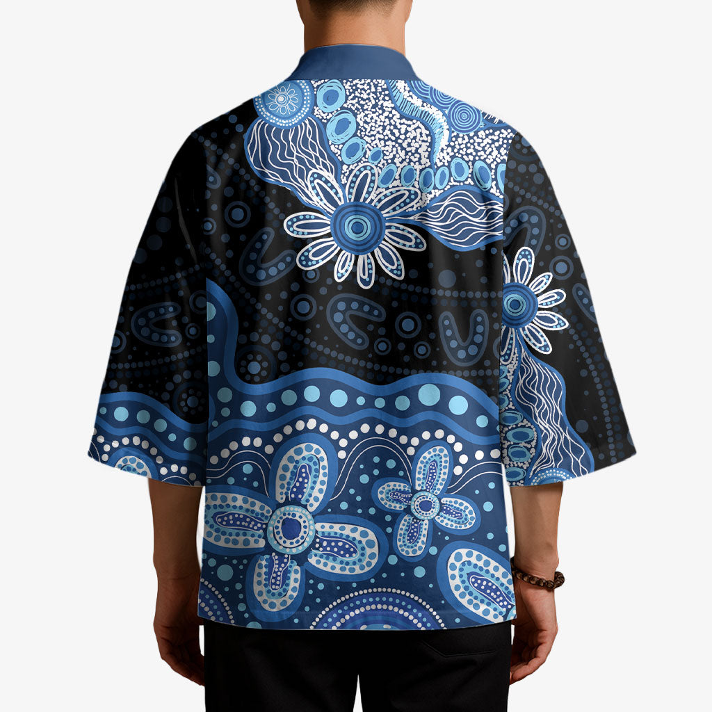 Prostate Cancer Month Aussie Indigenous Kimono Blue Ribbon Aboriginal Arts