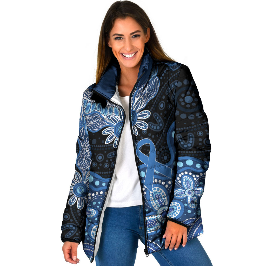 Prostate Cancer Month Aussie Indigenous Padded Jacket Blue Ribbon Aboriginal Arts