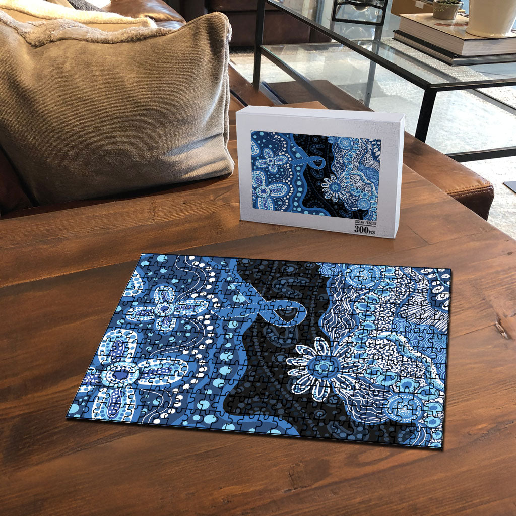 Prostate Cancer Month Aussie Indigenous Puzzle Blue Ribbon Aboriginal Arts