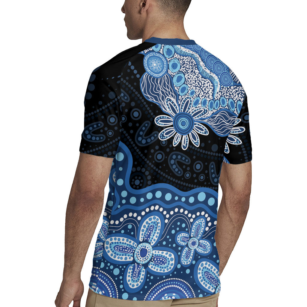 Prostate Cancer Month Aussie Indigenous Rugby Jersey Blue Ribbon Aboriginal Arts