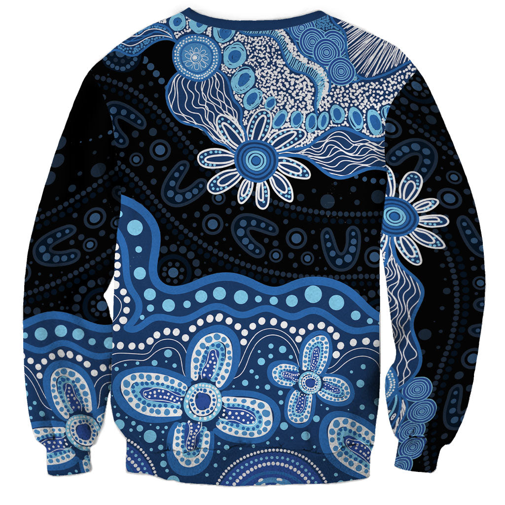 Prostate Cancer Month Aussie Indigenous Sweatshirt Blue Ribbon Aboriginal Arts