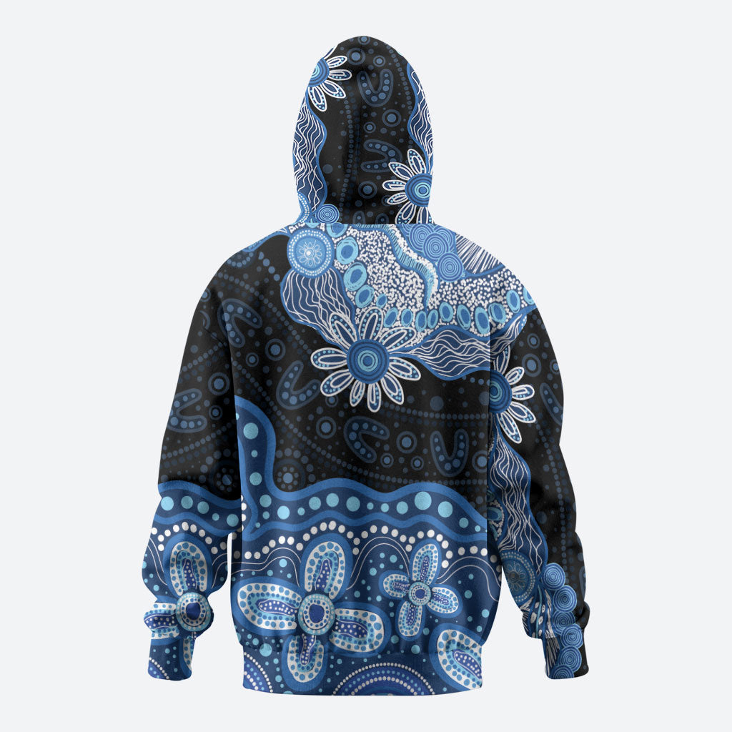 Prostate Cancer Month Aussie Indigenous Zip Hoodie Blue Ribbon Aboriginal Arts