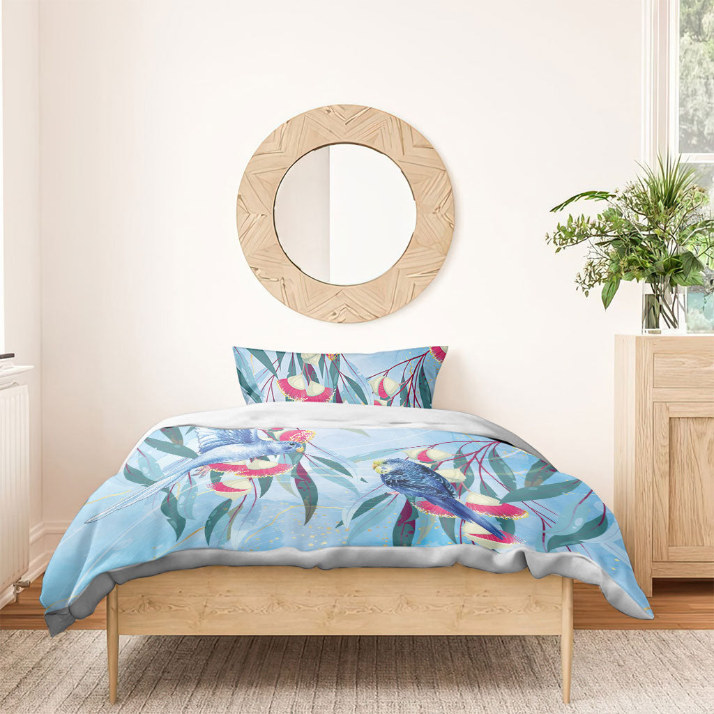Australia Blue Budgie Marble Glaze Bedding Set Cancer Prevention