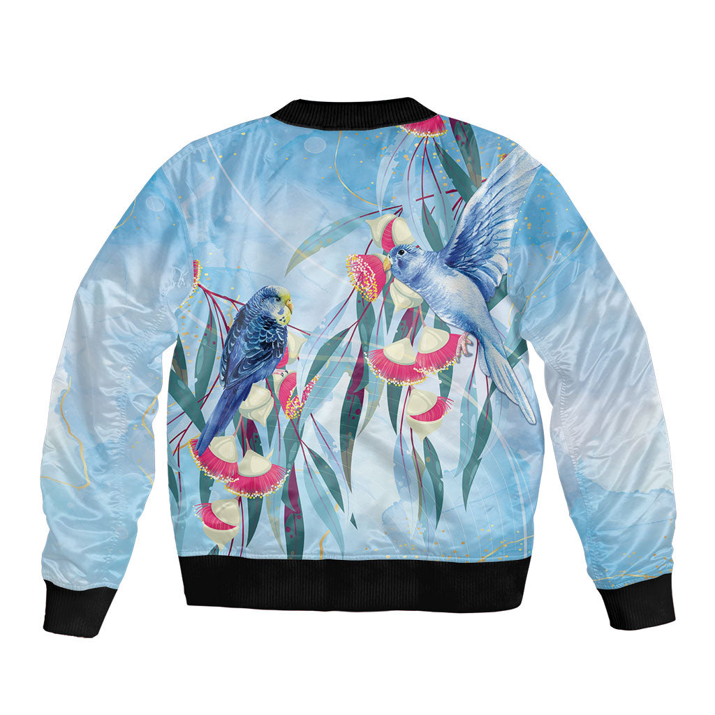Australia Blue Budgie Marble Glaze Sleeve Zip Bomber Jacket Cancer Prevention
