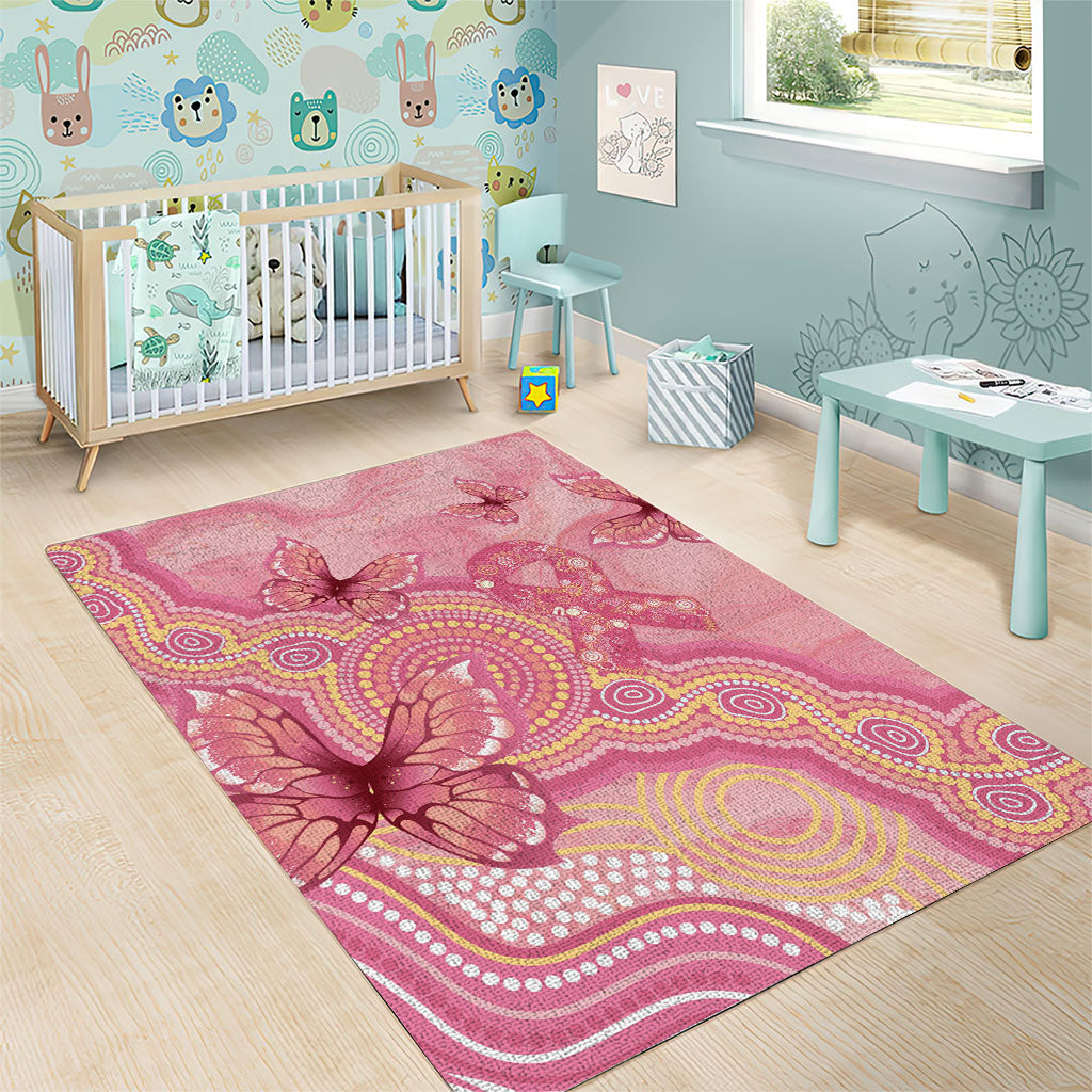 Dreamy Butterfly Collar Australia Breast Cancer Pink Area Rug Indigenous Art