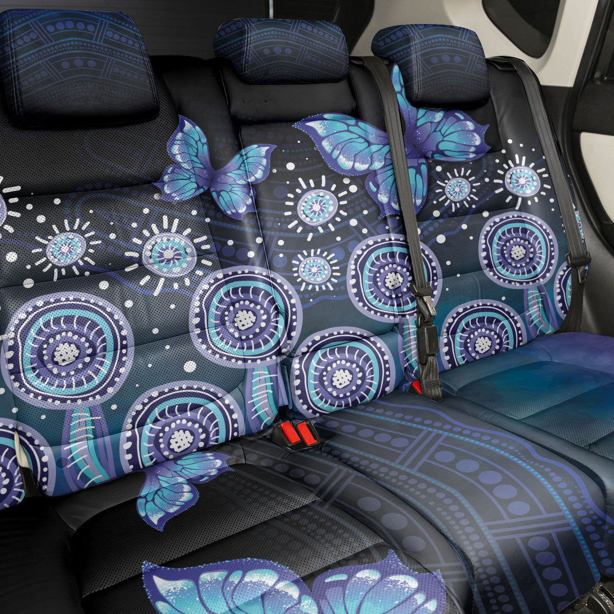 Dreamy Butterfly Collar Australia Purple Teal Hopeful Sky Back Car Seat Cover Indigenous Aboriginal Art
