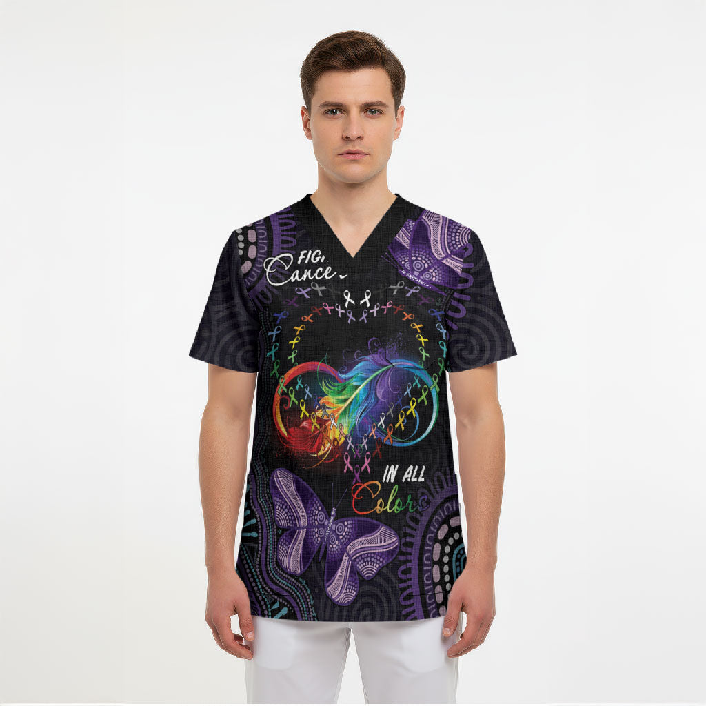 Australia Aboriginal Dot Arts Personalized Scrub Top Fight Cancer In All Colors