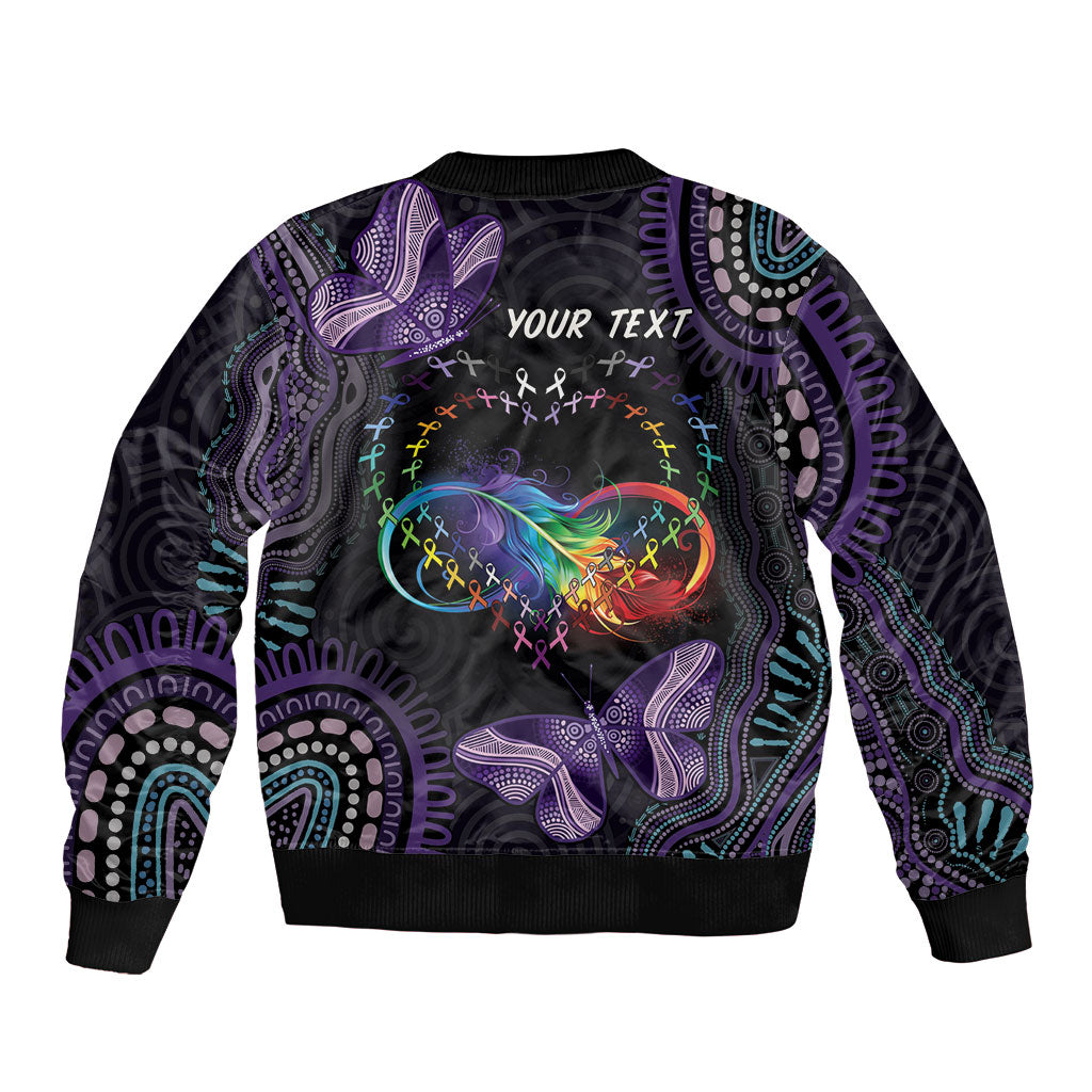 Australia Aboriginal Dot Arts Personalized Sleeve Zip Bomber Jacket Fight Cancer In All Colors