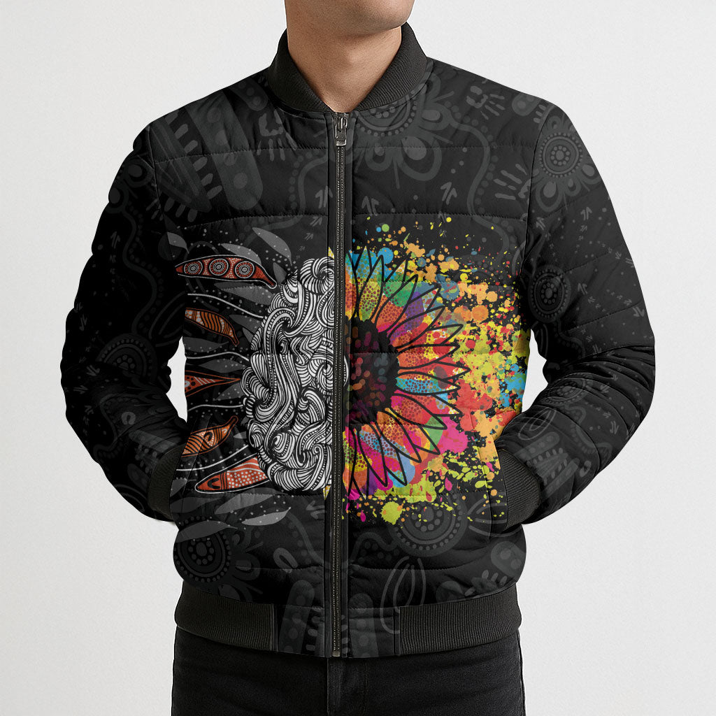 Australia Aboriginal Bomber Puffer Jacket Autism It's Okay To Be Different