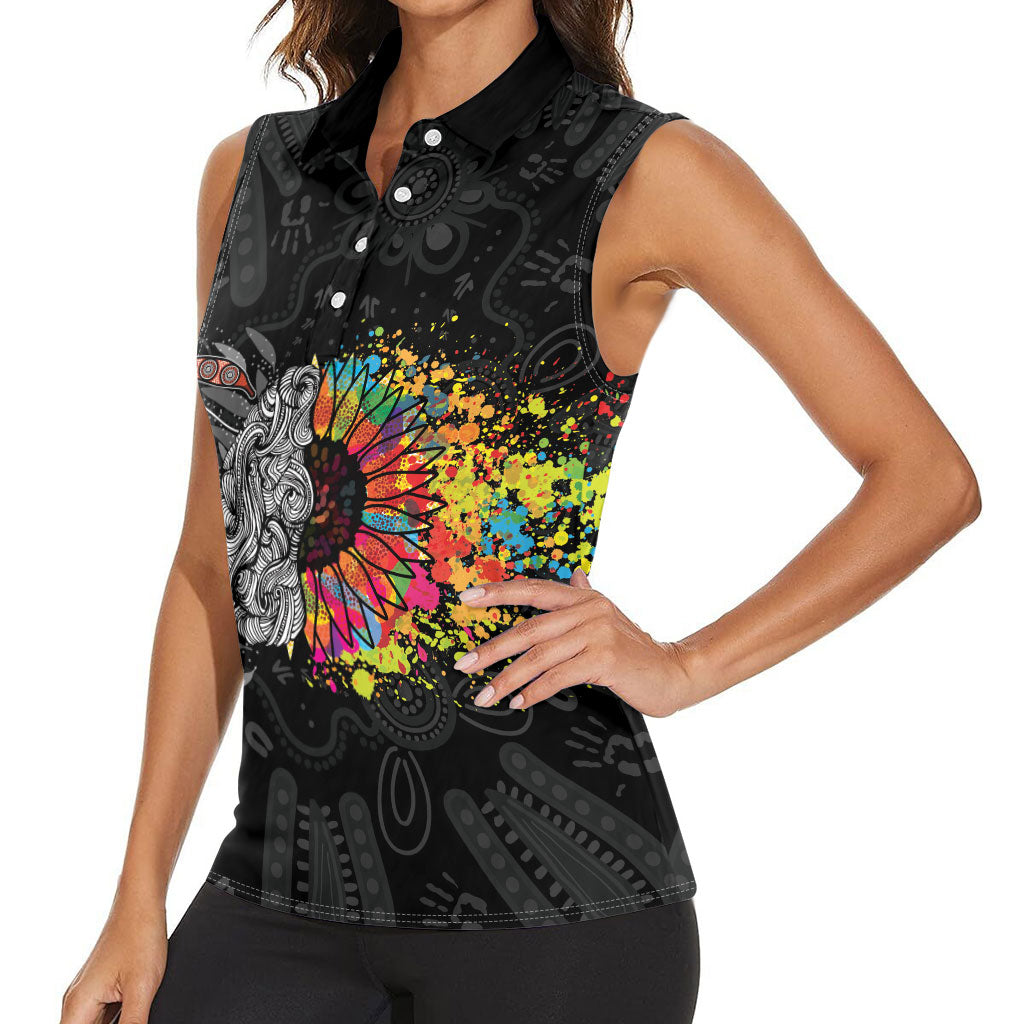 Australia Aboriginal Women Sleeveless Polo Shirt Autism It's Okay To Be Different