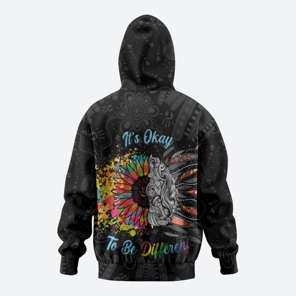 Australia Aboriginal Zip Hoodie Autism It's Okay To Be Different