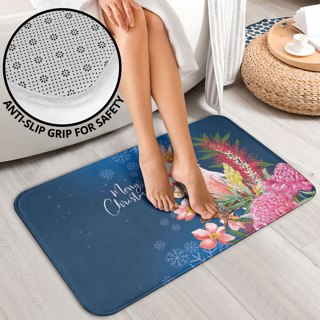 Australia Christmas Pink Cockatoo with Banksia Bathroom Set Snowy Blue
