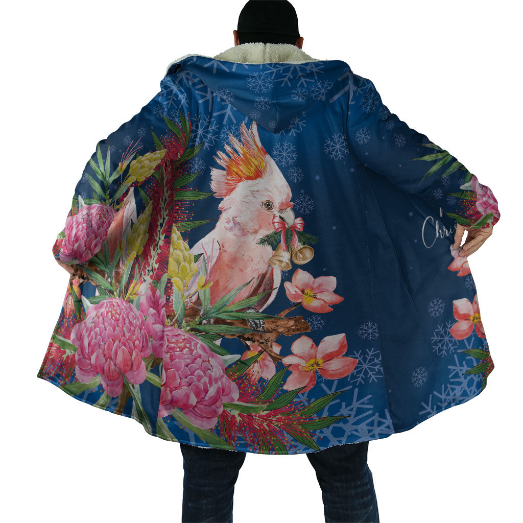 Australia Christmas Pink Cockatoo with Banksia Cloak Snowy Blue