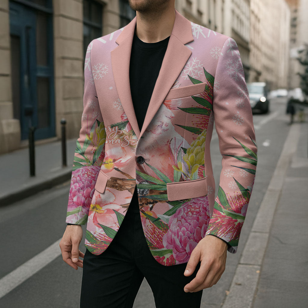 Australia Christmas Pink Cockatoo with Banksia Blazer Coral Pink