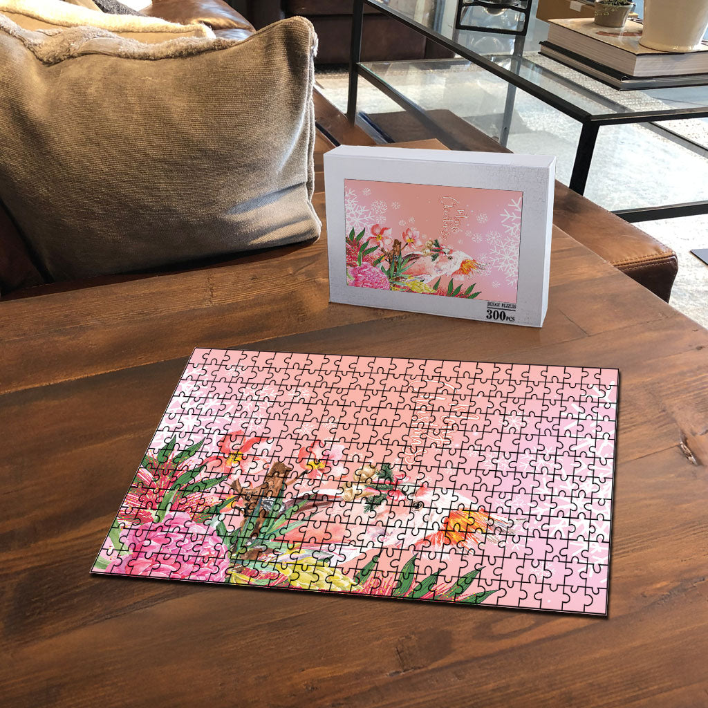 Australia Christmas Pink Cockatoo with Banksia Puzzle Coral Pink