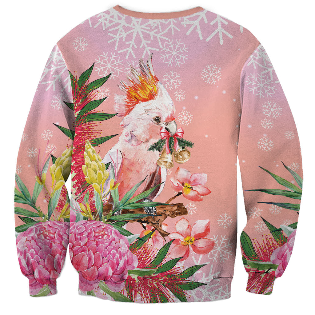 Australia Christmas Pink Cockatoo with Banksia Sweatshirt Coral Pink
