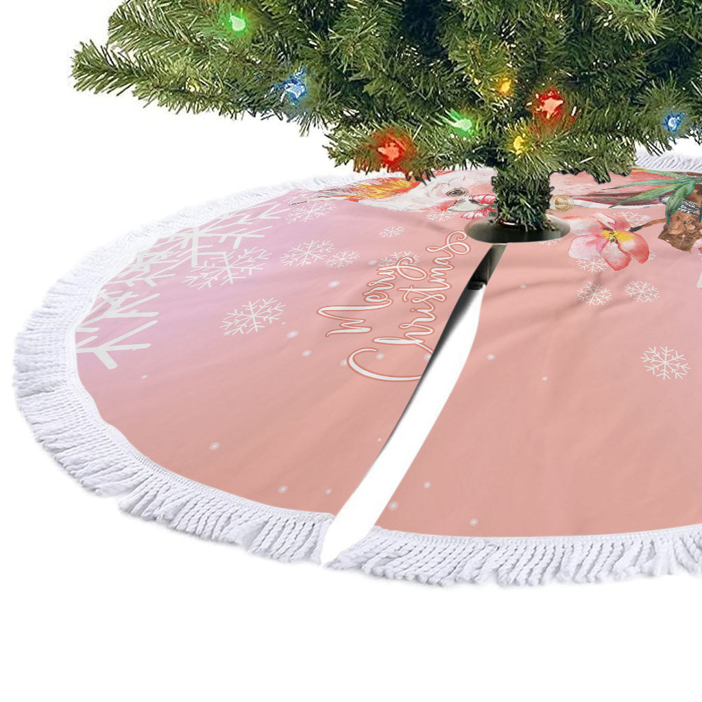 Australia Christmas Pink Cockatoo with Banksia Tree Skirt Coral Pink
