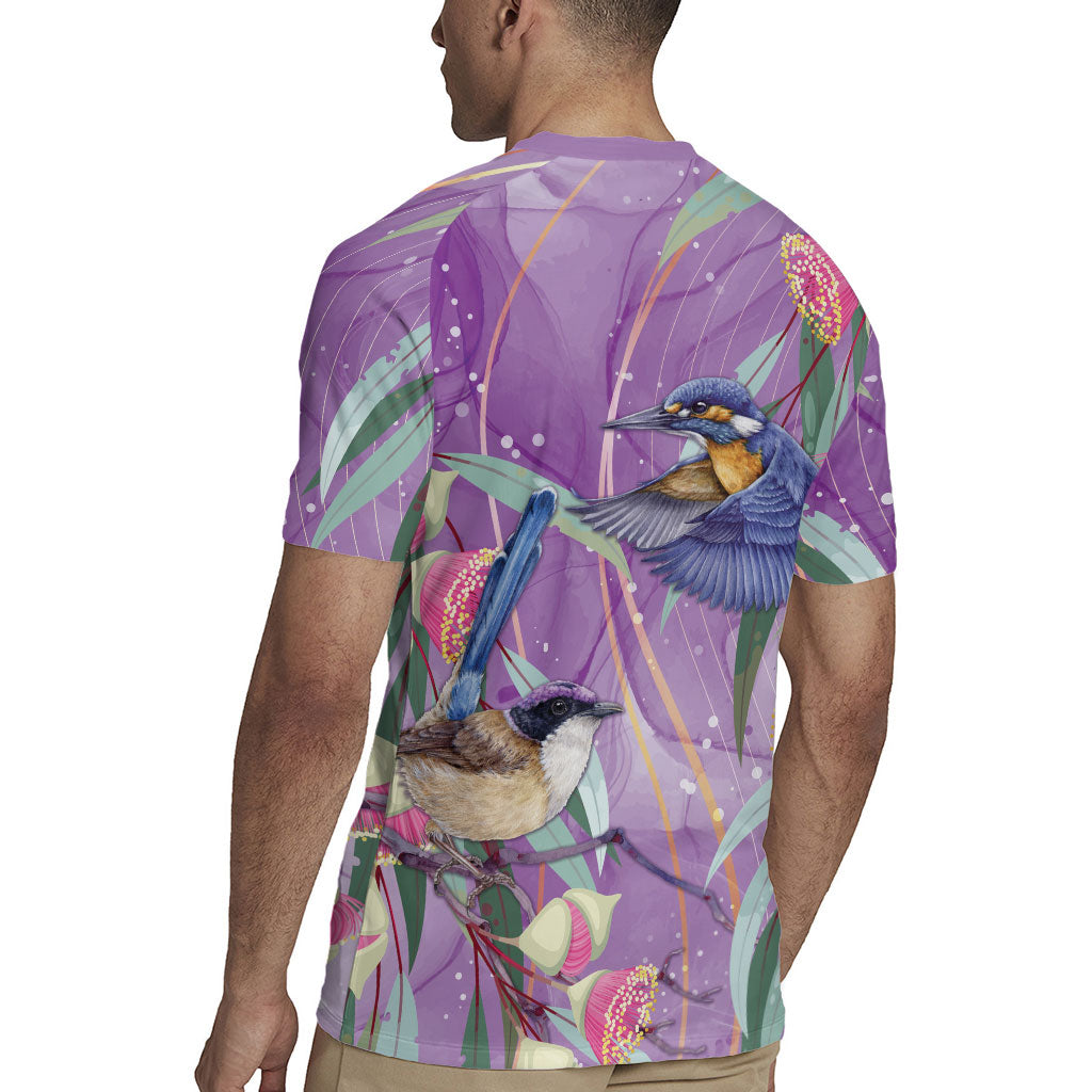 Australia Epilepsy Month Rugby Jersey Purple Fairy Wren with Eucalyptus Flowers