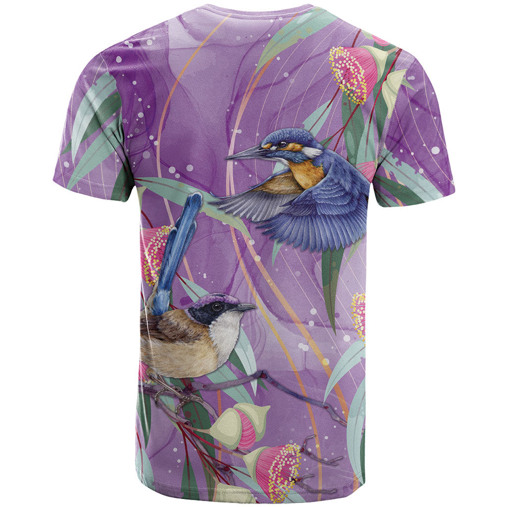 Australia Epilepsy Month T Shirt Purple Fairy Wren with Eucalyptus Flowers