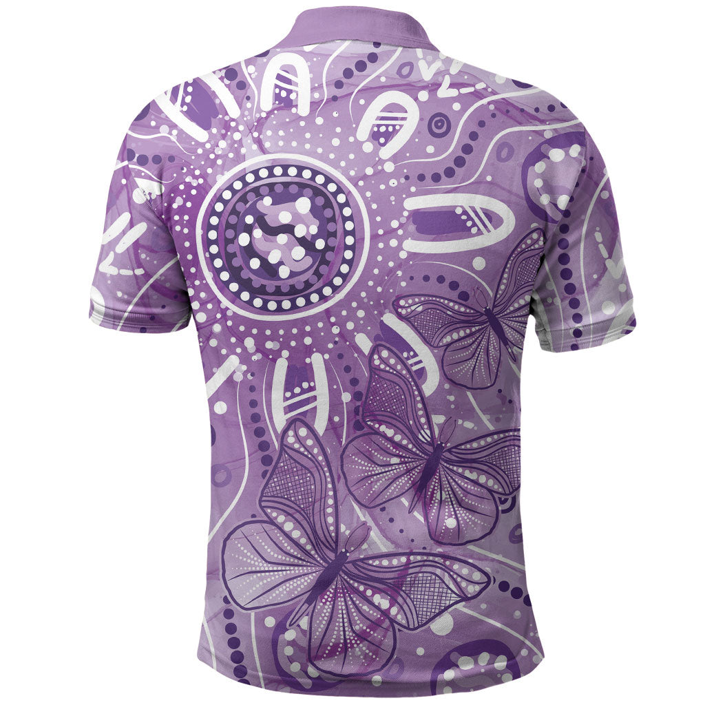 Australia Epilepsy Month Indigenous Polo Shirt Butterfly Aboriginal Art