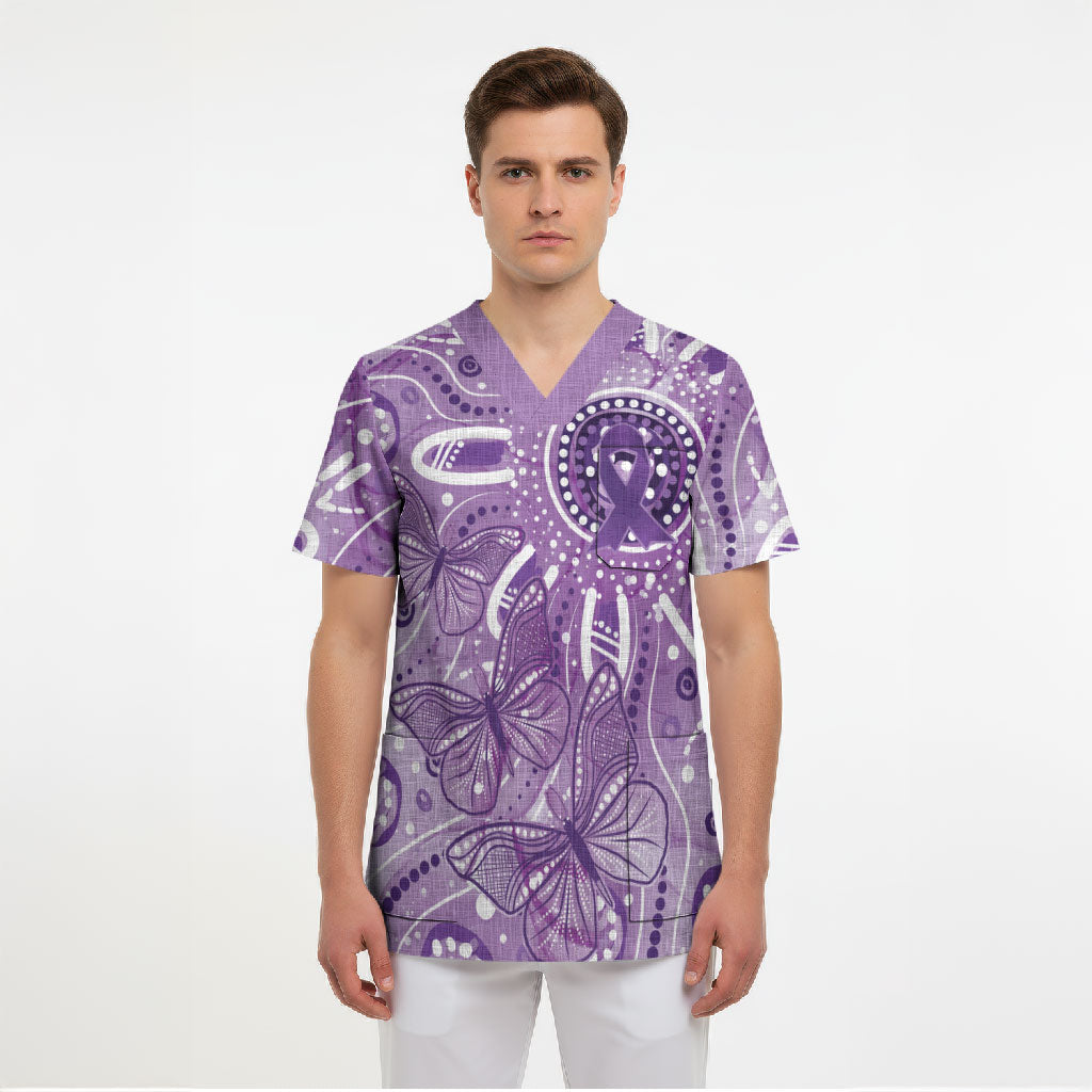 Australia Epilepsy Month Indigenous Scrub Top Butterfly Aboriginal Art
