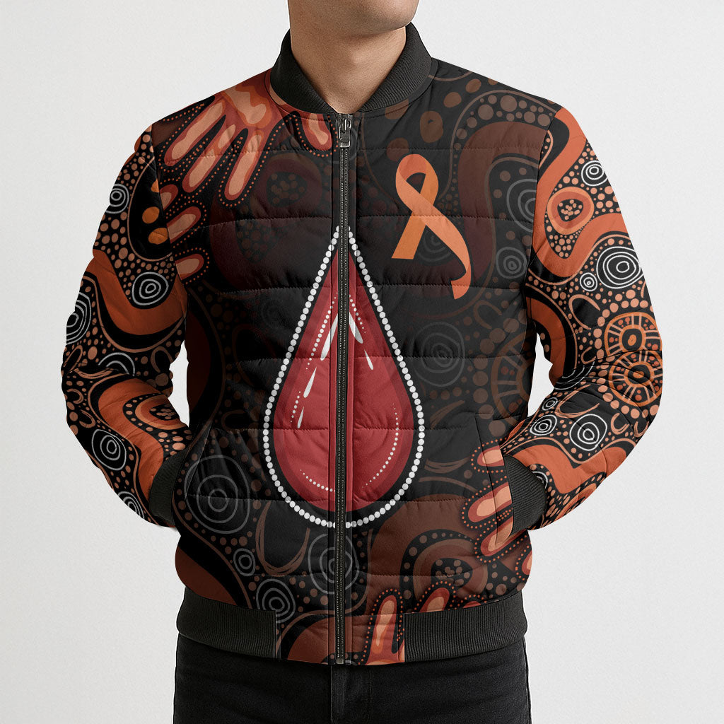 Australia Indigenous Leukemia Prevention Bomber Puffer Jacket Aboriginal Dot Arts