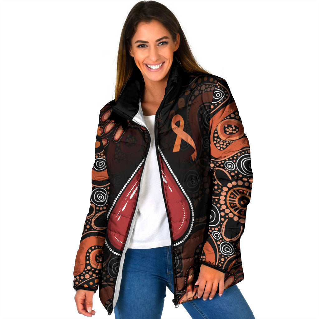 Australia Indigenous Leukemia Prevention Padded Jacket Aboriginal Dot Arts