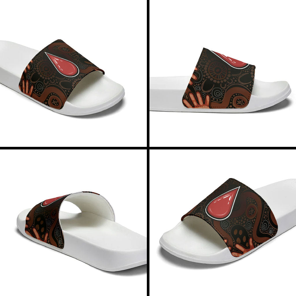 Australia Indigenous Leukemia Prevention Slide Sandals Aboriginal Dot Arts