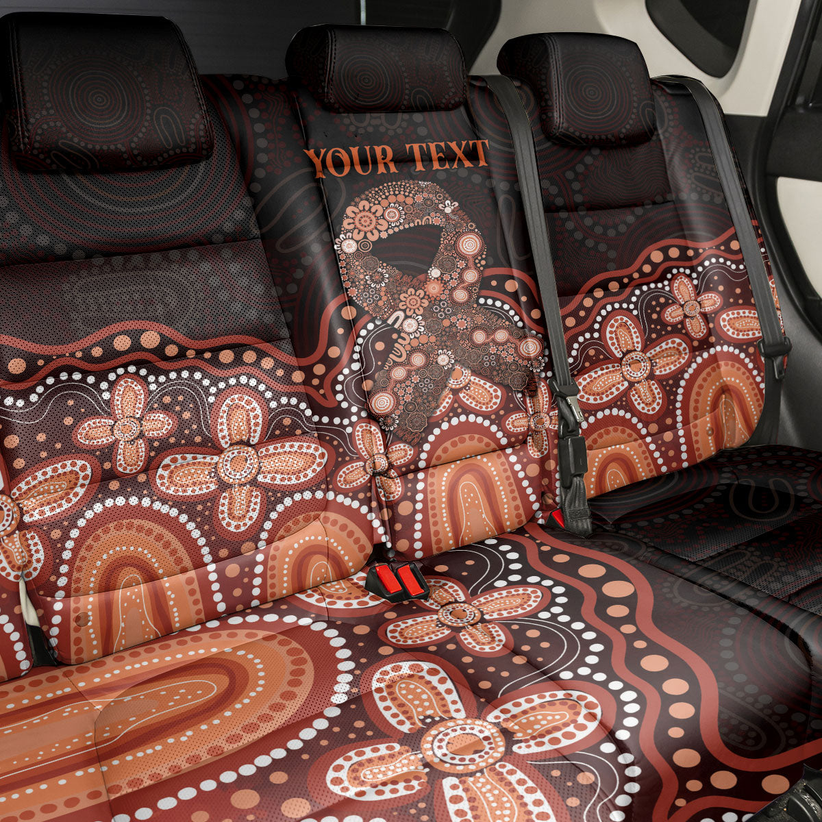 Australia Indigenous Personalized Back Car Seat Cover Fight Leukemia Orange Ribbons