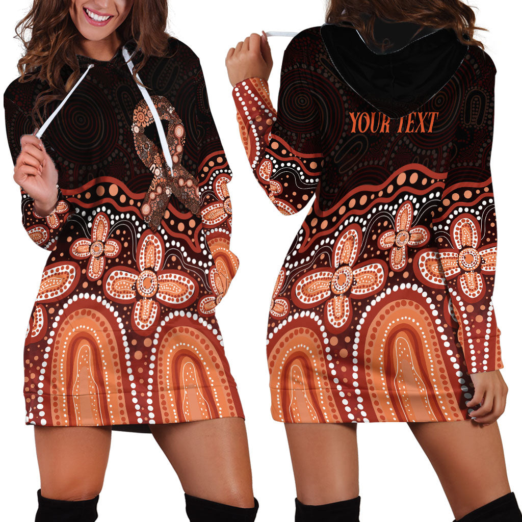 Australia Indigenous Personalized Hoodie Dress Fight Leukemia Orange Ribbons