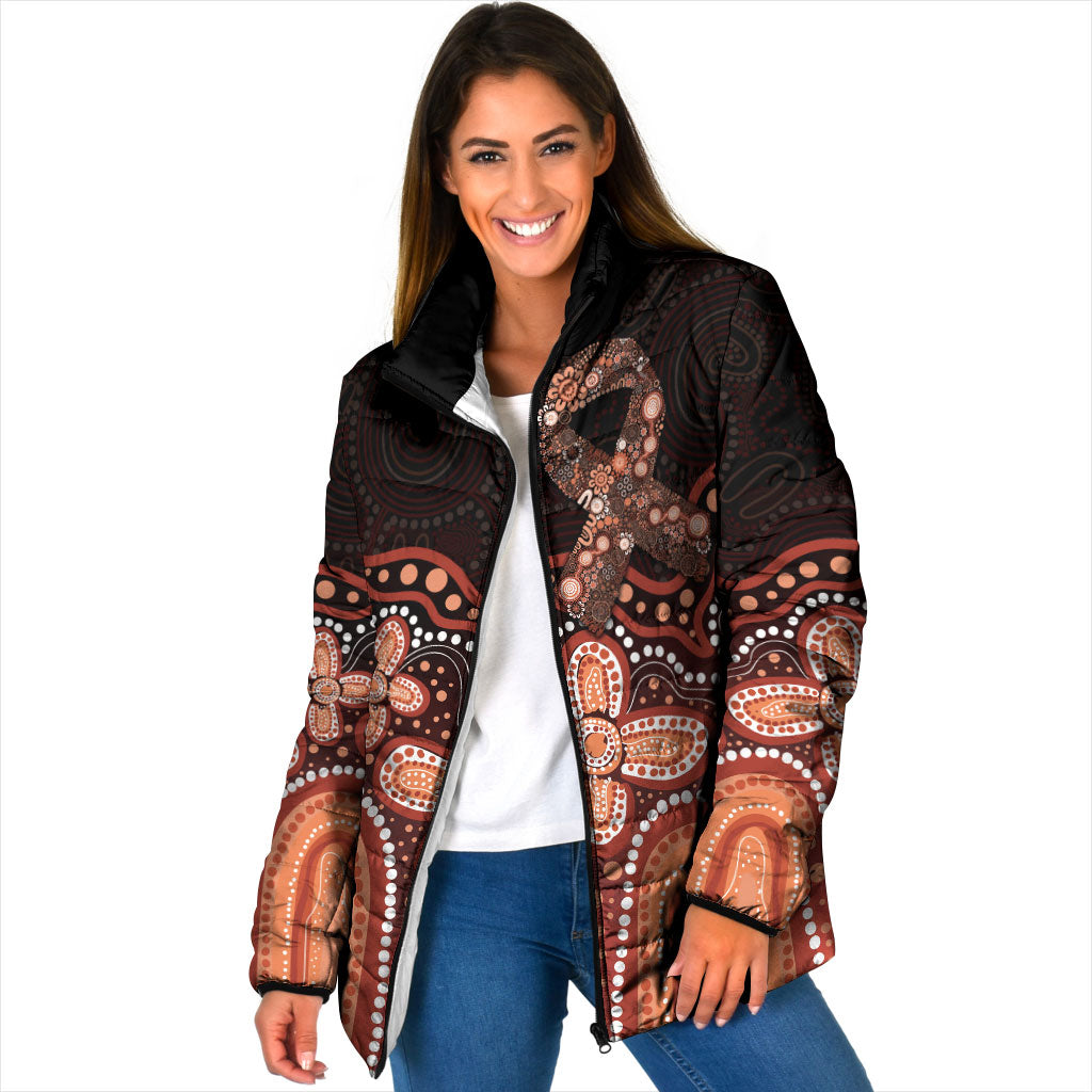 Australia Indigenous Personalized Padded Jacket Fight Leukemia Orange Ribbons