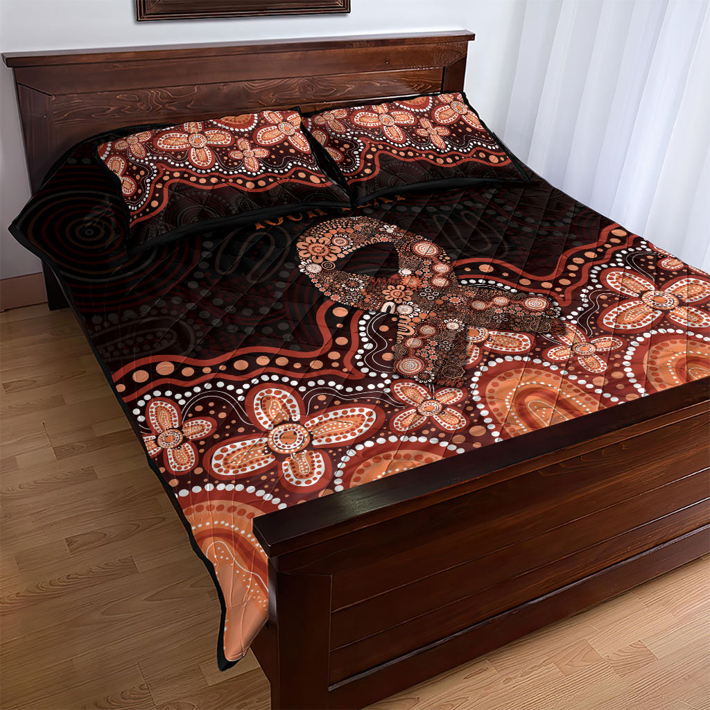 Australia Indigenous Personalized Quilt Bed Set Fight Leukemia Orange Ribbons