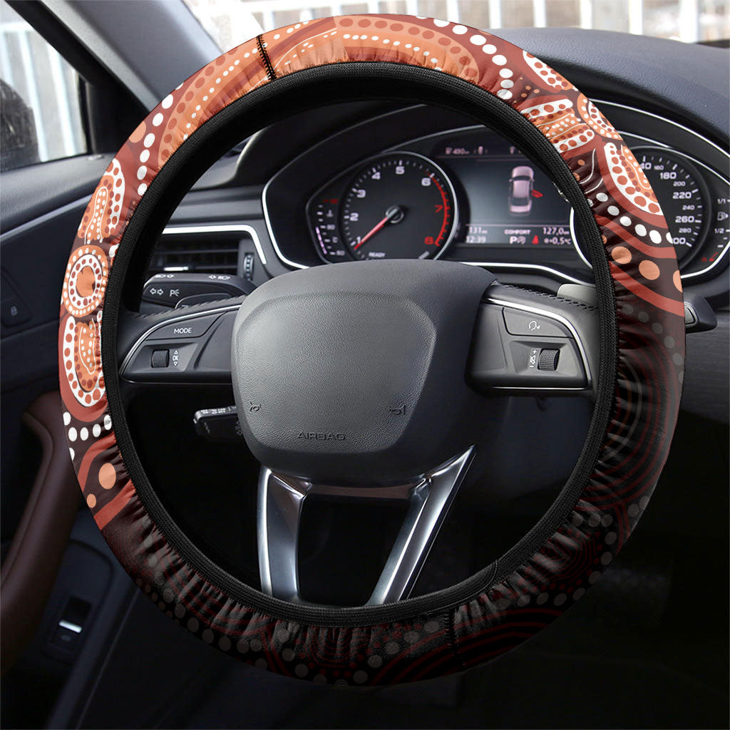 Australia Indigenous Steering Wheel Cover Fight Leukemia Orange Ribbons
