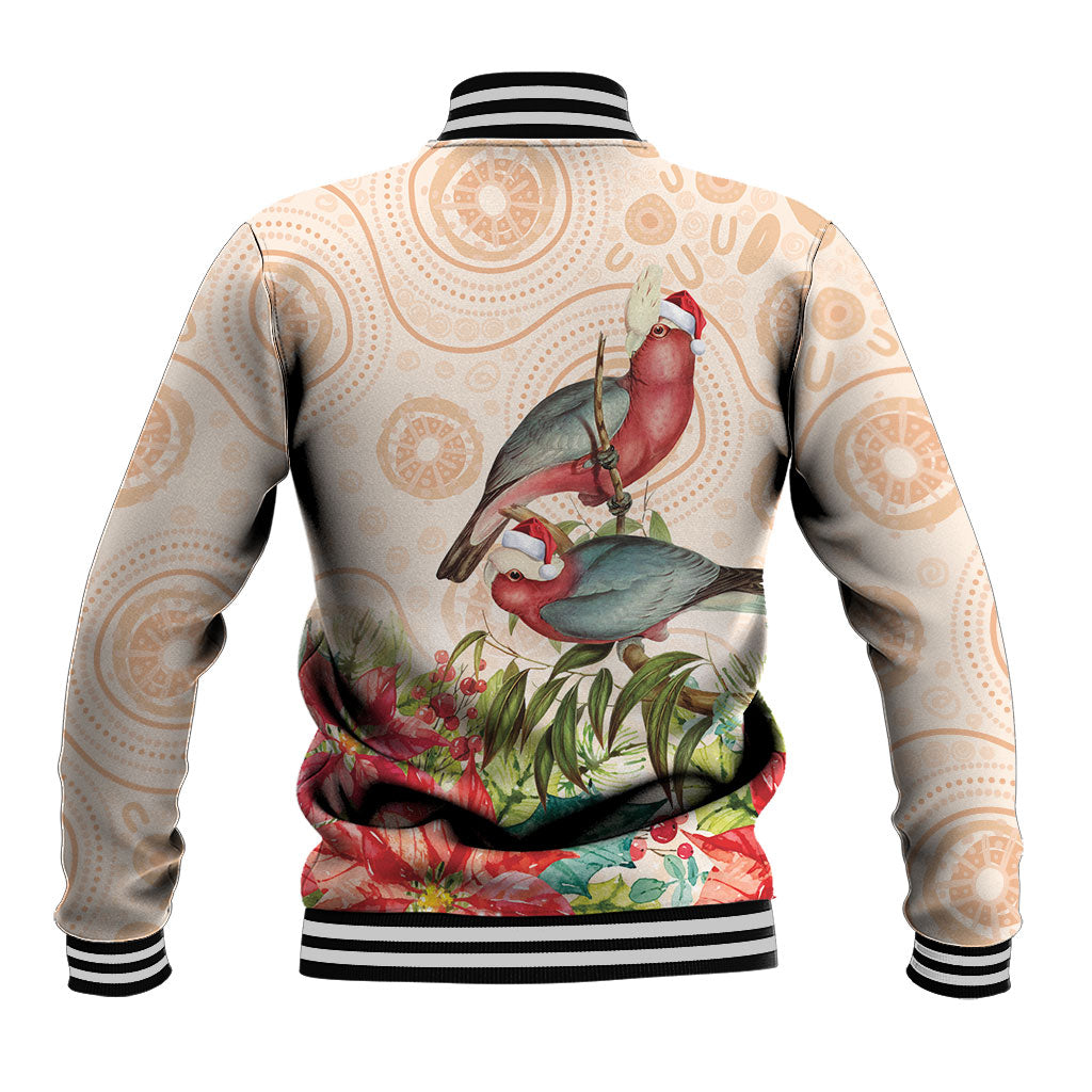 Merry Christmas Aussie Aboriginal Baseball Jacket Rosebreasted Cockatoo Pastel