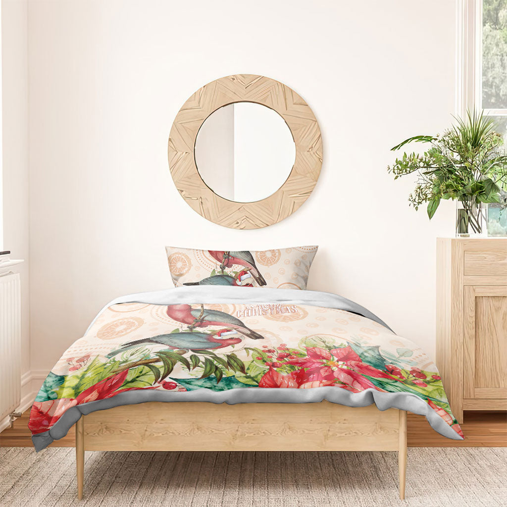 Merry Christmas Aussie Aboriginal Bedding Set Rosebreasted Cockatoo Pastel
