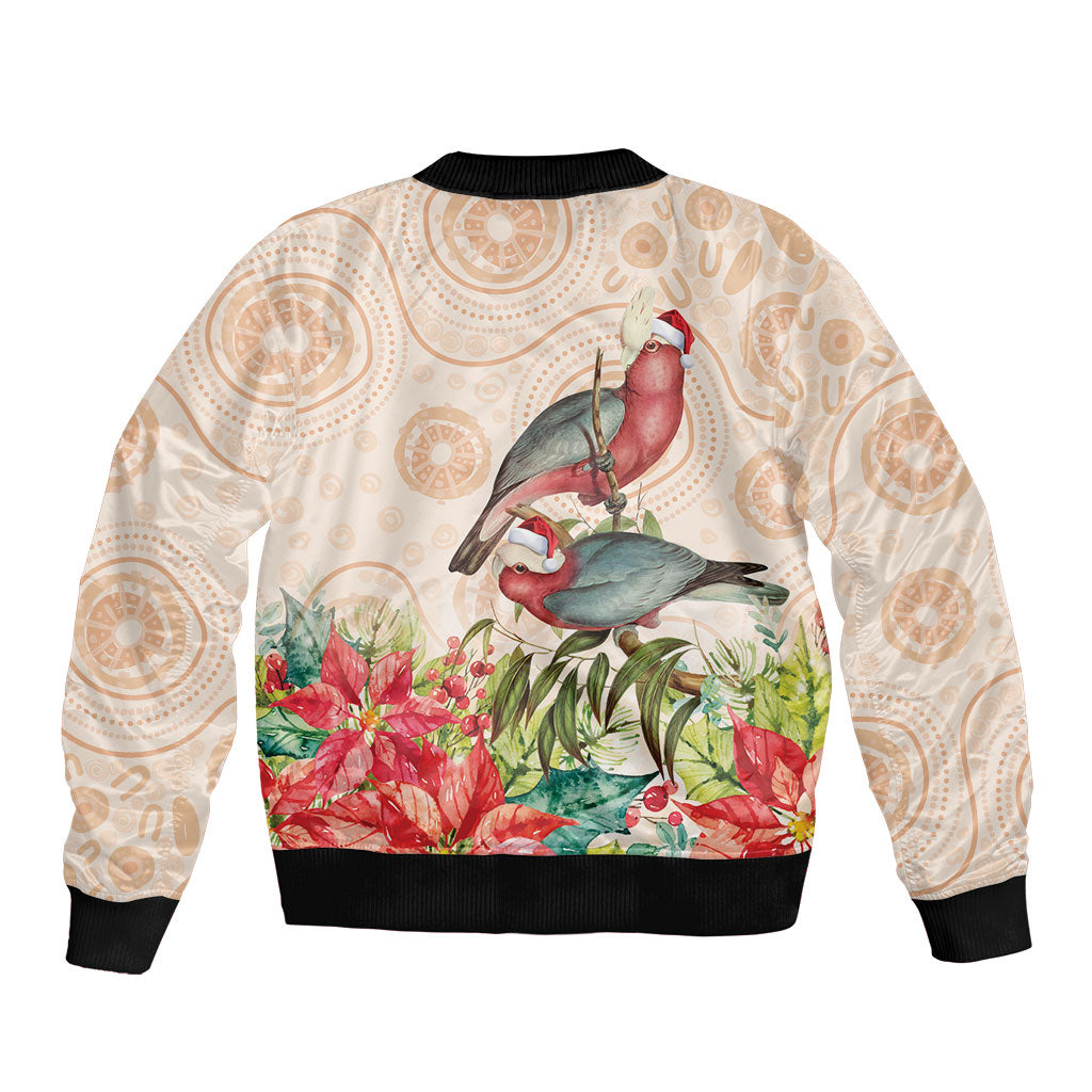 Merry Christmas Aussie Aboriginal Bomber Jacket Rosebreasted Cockatoo Pastel