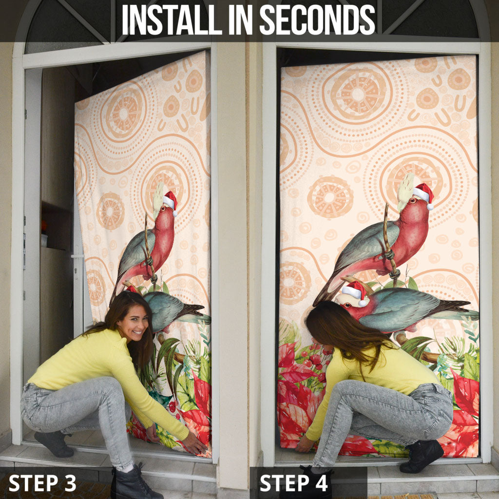 Merry Christmas Aussie Aboriginal Door Cover Rosebreasted Cockatoo Pastel
