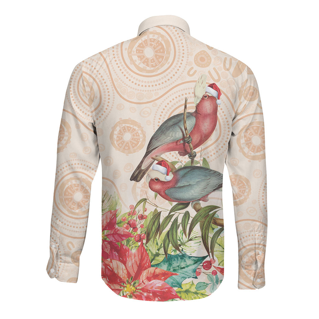 Merry Christmas Aussie Aboriginal Long Sleeve Button Shirt Rosebreasted Cockatoo Pastel