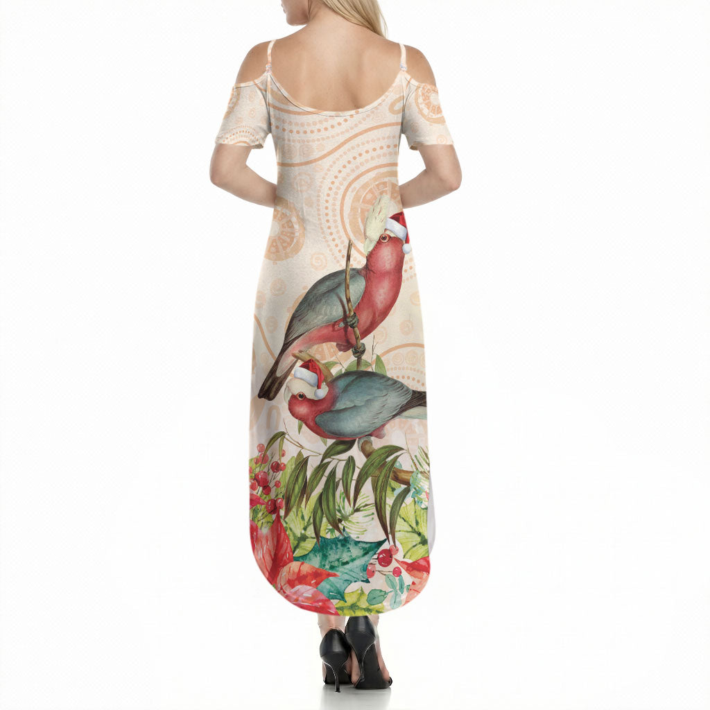 Merry Christmas Aussie Aboriginal Summer Maxi Dress Rosebreasted Cockatoo Pastel