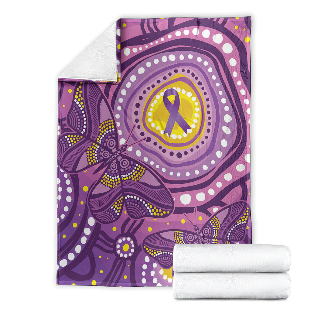 Australia Indigenous World Cancer Day Purple Aboriginal Blanket Butterfly Ribbon