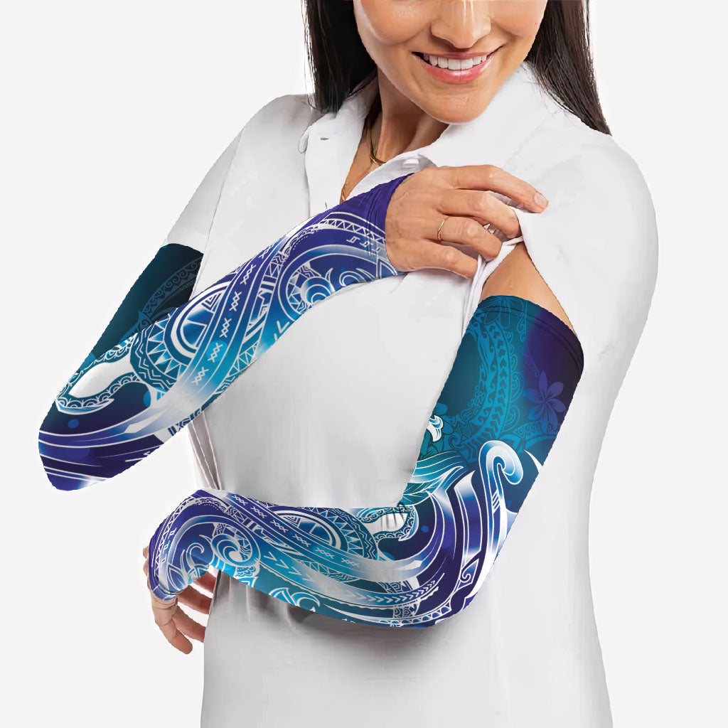 Aloha Hawaii Turtle Arm Sleeves Teal Purple Ribbon