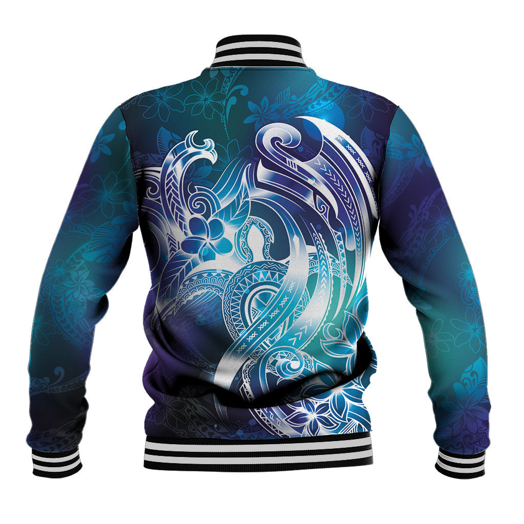 Aloha Hawaii Turtle Baseball Jacket Teal Purple Ribbon