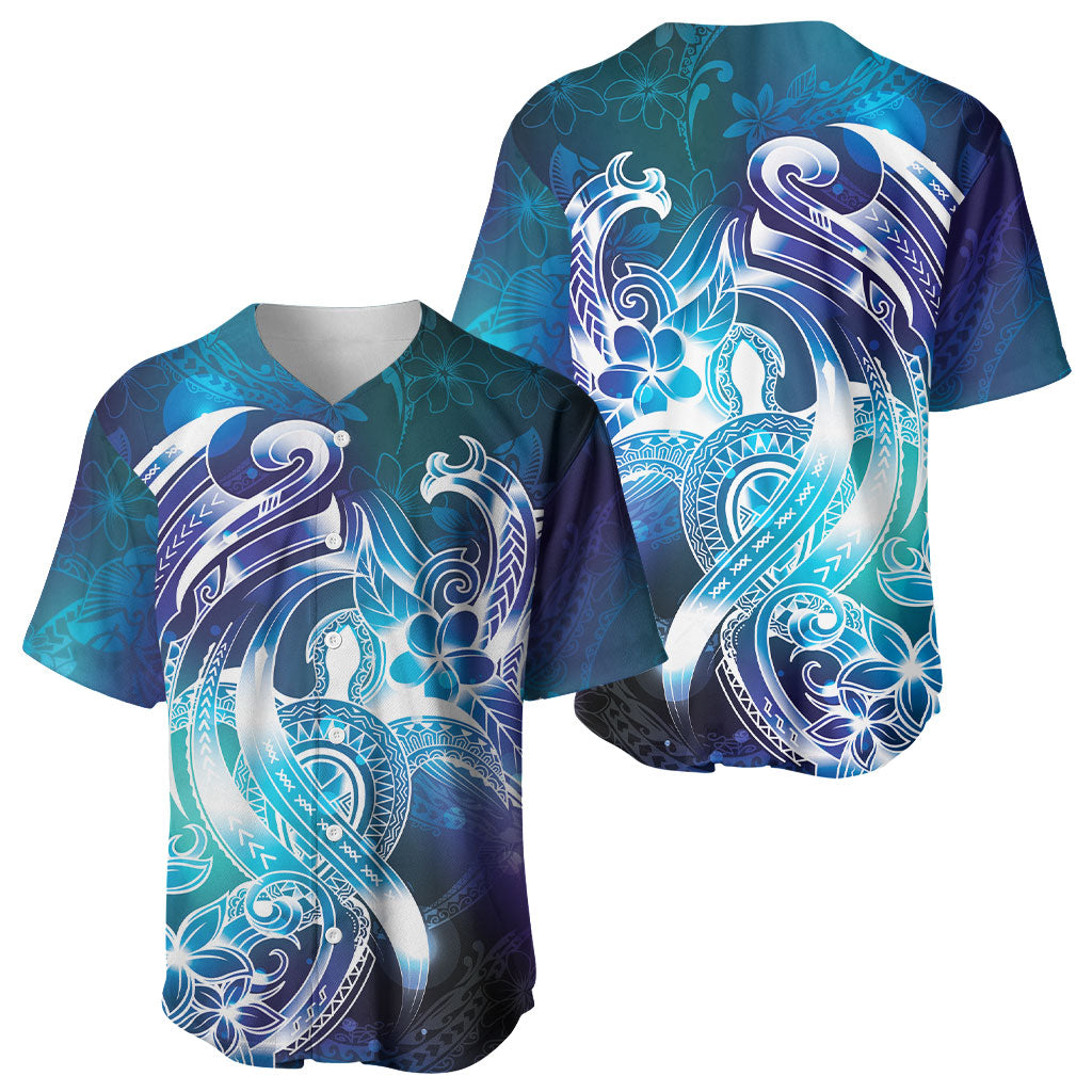 Aloha Hawaii Turtle Baseball Jersey Teal Purple Ribbon